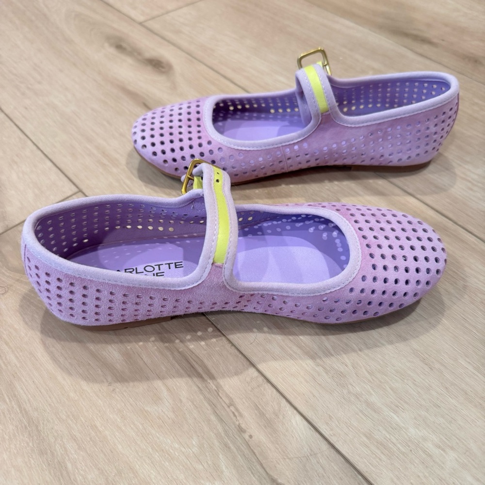 CS Raleigh suede flats Lilac Perf 7 ballet ballerina lime green mesh flats trend - Picture 8 of 11